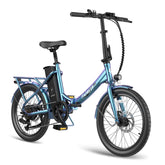 FAFREES F20 Lasting Electric Bike - 250W Motor 36V18.2Ah Battery 120KM PAS Mode Range Mechanical Brakes Blue-Green